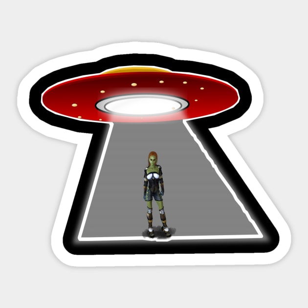 Ufo and Alien Sticker by Moyo Art